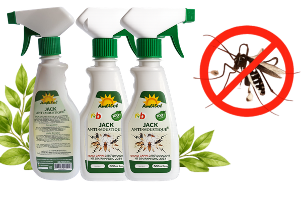 3 Packs de JACK Anti-Moustique Naturel AmbiSol – Spray Répulsif 500 ml